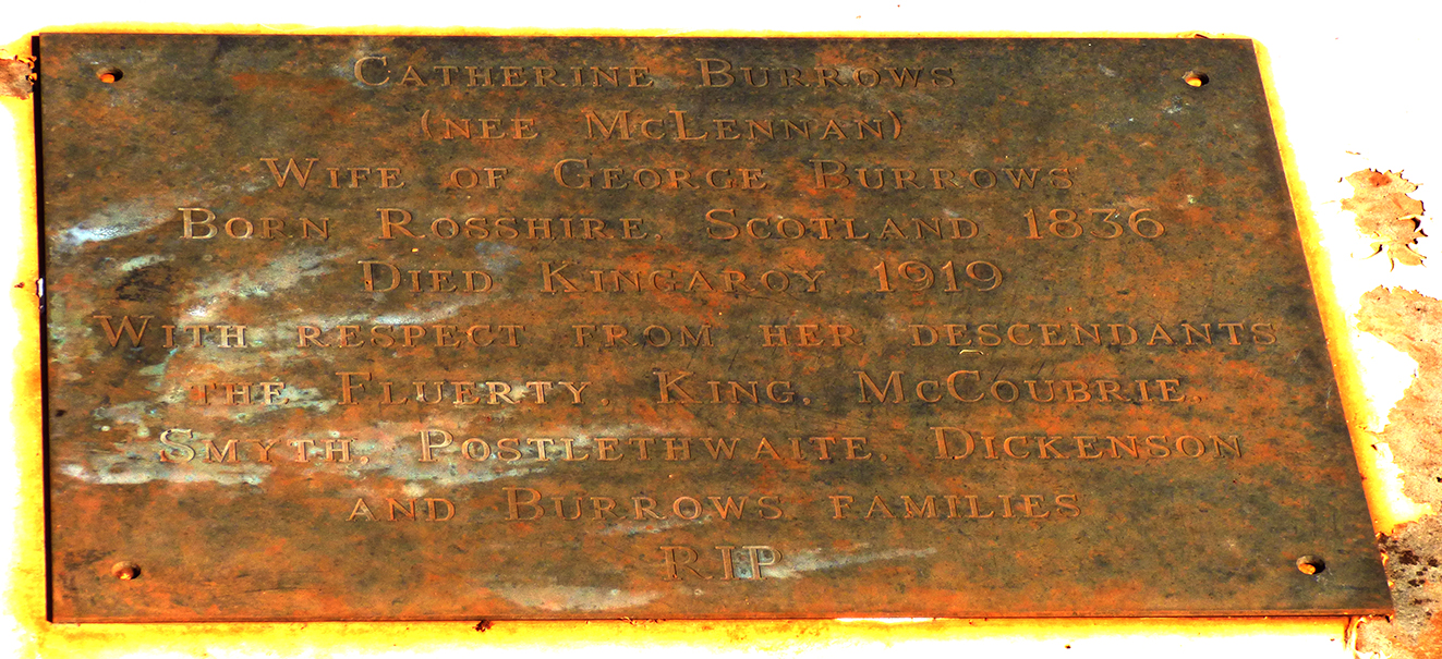 Photo of headstones/Catherine Burrows nee McLennan d1919 hdstn Taabinga cem Qld